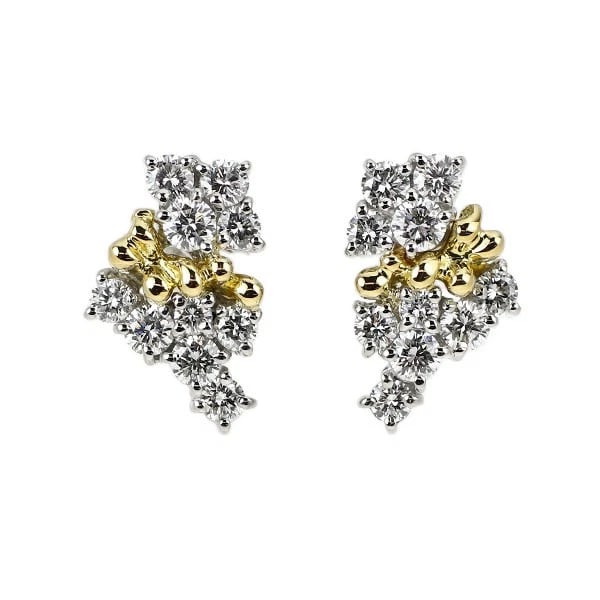PT900/K18YG DIAMOND EARRING: pt900/k18yg diamond earring Brand: None Type/Style: piercing Material: Pt900, Main Stone Natural Color: None Size: Length/Width/Diameter12.3 Accessories: None Accessories Notice: When purchasing