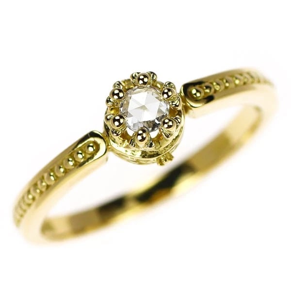 AKER/AHKAH K18YG ROSE CUT DIAMOND RING ROSE: Aker/ahkah K18YG Rose Cut Diamond Ring Rose Brand: ahkah Type/Style: Ring Material: K18YG, Main Stone Natural Color: YG Size: 5.25 US Accessories: None Accessories Notice: When purchasing pre-owned