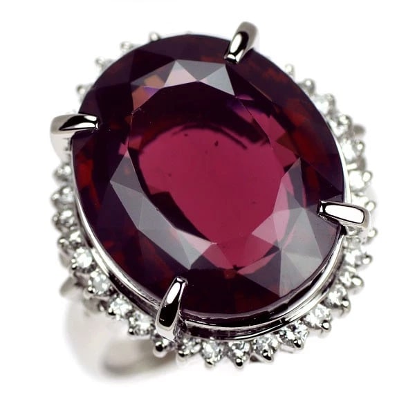 PT900 RHODOLITE GARNET DIAMOND RING: Pt900 Rhodolite Garnet Diamond Ring Brand: None Type/Style: Ring Material: Pt900, Main Stone Garnet Color: None Size: 5.25 US Accessories: None Accessories Notice: When purchasing pre-owned goods,