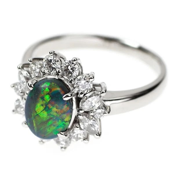 PT900 BLACK OPAL DIAMOND RING - 2
