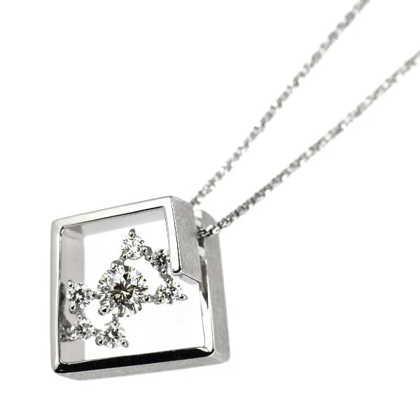 LAS.SEL K18WG FACETED DIAMOND PENDANT NECKLACE: LAS.sel K18WG Faceted Diamond Pendant Necklace Brand: None Type/Style: pendant necklace Material: K18WG, Main Stone Natural Color: WG Size: Chain Length 46cm Accessories: None Accessories Notice: