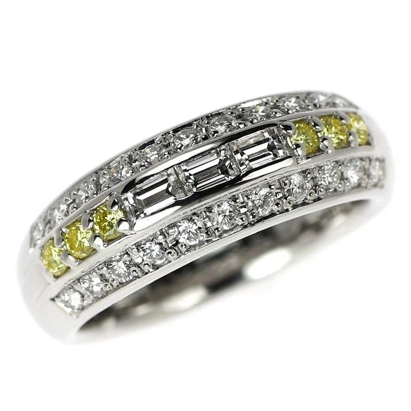PT900 NATURAL YELLOW DIAMOND RING: Pt900 natural yellow diamond ring Brand: None Type/Style: Ring Material: Pt900, Main Stone Natural Color: None Size: 6 US Accessories: None Accessories Notice: When purchasing pre-owned goods, please