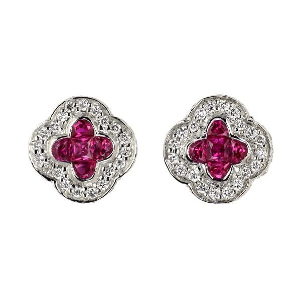 K18WG RUBY DIAMOND EARRINGS: K18WG Ruby Diamond Earrings Brand: None Type/Style: piercing Material: K18WG, Main Stone Ruby Color: WG Size: Length/Width/Diameter 8.0 Accessories: None Accessories Notice: When purchasing pre-owned