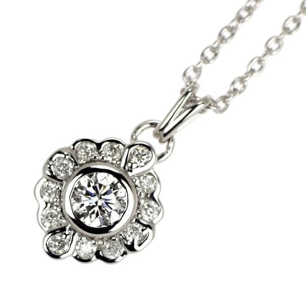 K18WG DIAMOND PENDANT NECKLACE: K18WG Diamond Pendant Necklace Brand: None Type/Style: pendant necklace Material: K18WG, Main Stone Natural Color: WG Size: Chain Length: 41.5cm Accessories: None Accessories Notice: When purchasing