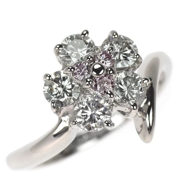 PT900 NATURAL PINK/COLORLESS DIAMOND RING: Pt900 Natural Pink/Colorless Diamond Ring Brand: None Type/Style: Ring Material: Pt900, Main Stone Natural Color: None Size: 5.5 - 5.75 US Accessories: None Accessories Notice: When purchasing