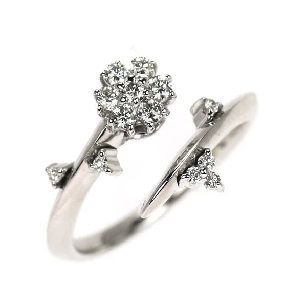 K18WG PINKY FLOWER DIAMOND RING: K18WG Pinky Flower Diamond Ring Brand: None Type/Style: Ring Material: K18WG, Main Stone Natural Color: WG Size: 2.5 US Accessories: None Accessories Notice: When purchasing pre-owned goods, please