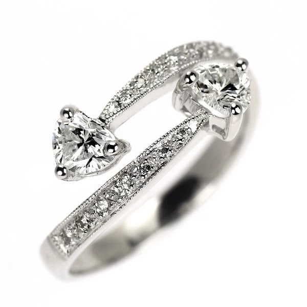K18WG HEART SHAPE DIAMOND RING: K18WG Heart Shape Diamond Ring Brand: None Type/Style: Ring Material: K18WG, Main Stone Natural Color: WG Size: 5.5 - 5.75 US Accessories: None Accessories Notice: When purchasing pre-owned goods,