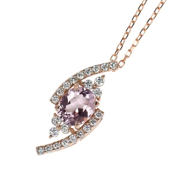 K18PG MORGANITE DIAMOND PENDANT NECKLACE: K18PG Morganite Diamond Pendant Necklace Brand: None Type/Style: pendant necklace Material: K18PG, Main Stone Natural Color: PG Size: Chain Length 45cm Accessories: None Accessories Notice: When