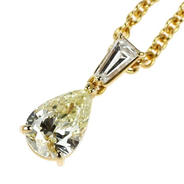 HEIWADO TRADING K18YG PEAR SHAPE DIAMOND PENDANT NECKLACE: Heiwado Trading K18YG Pear Shape Diamond Pendant Necklace Brand: Heiwado Trading Type/Style: pendant necklace Material: K18YG, Main Stone Natural Color: YG Size: Chain Length 37.5cm Accessories: None