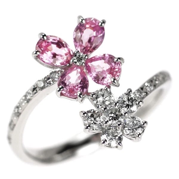 K18WG PINK SAPPHIRE DIAMOND RING: K18WG pink sapphire diamond ring Brand: None Type/Style: Ring Material: K18WG, Main Stone Sapphire Color: WG Size: 6 US Accessories: None Accessories Notice: When purchasing pre-owned goods, please