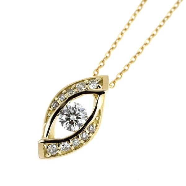 K18YG DIAMOND PENDANT NECKLACE: K18YG Diamond Pendant Necklace Brand: None Type/Style: pendant necklace Material: K18YG, Main Stone Natural Color: YG Size: Chain Length: 40cm Accessories: None Accessories Notice: When purchasing