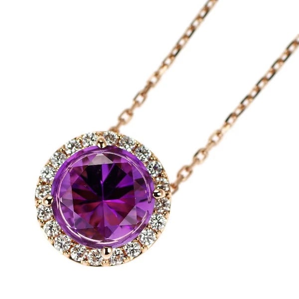 K18PG AMETHYST DIAMOND PENDANT NECKLACE: K18PG Amethyst Diamond Pendant Necklace Brand: None Type/Style: pendant necklace Material: K18PG, Main Stone Natural/Amethyst Color: PG Size: Chain Length: 45.5cm Accessories: None Accesso