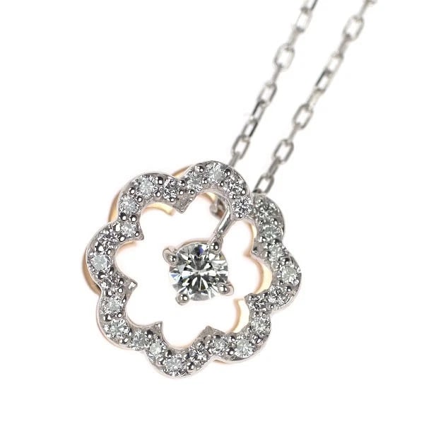 K18WG/PG DIAMOND PENDANT NECKLACE: K18WG/PG diamond pendant necklace Brand: None Type/Style: pendant necklace Material: K18WG/PG, Main Stone Natural Color: WG/PG Size: Chain Length: 45cm Accessories: None Accessories Notice: When
