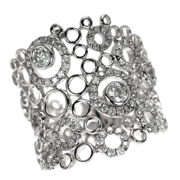 K18WG DIAMOND RING: K18WG diamond ring Brand: None Type/Style: Ring Material: K18WG, Main Stone Natural Color: WG Size: 6.75 - 7 US Accessories: None Accessories Notice: When purchasing pre-owned goods, please refer to