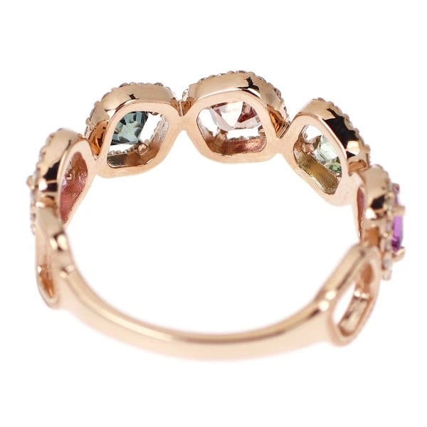 K18PG MULTICOLOR SAPPHIRE DIAMOND RING - 2