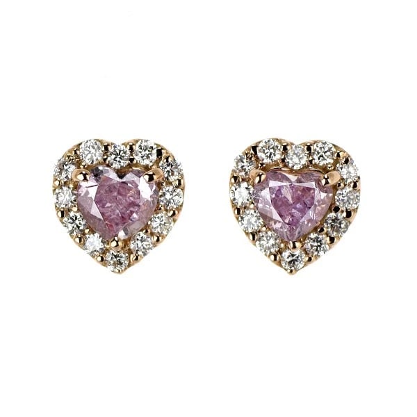 K18PG HEART SHAPE NATURAL PINK DIAMOND EARRINGS: K18PG Heart Shape Natural Pink Diamond Earrings Brand: None Type/Style: piercing Material: K18PG, Main Stone Natural Color: PG Size: Length/Width/Diameter 6.8 Accessories: None Accessories