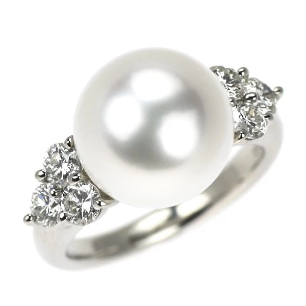 PT900 WHITE PEARL DIAMOND RING: Pt900 white pearl diamond ring Brand: None Type/Style: Ring Material: Pt900, Main Stone Pearl Color: None Size: 5.25 US Accessories: None Accessories Notice: When purchasing pre-owned goods, please