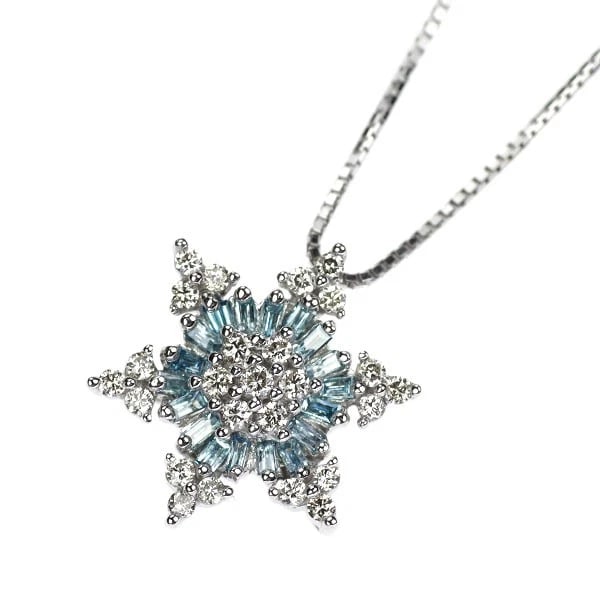 K18WG COLLARLESS/TREAT BLUE DIAMOND PENDANT NECKLACE: K18WG Collarless/Treat Blue Diamond Pendant Necklace Brand: None Type/Style: pendant necklace Material: K18WG, Main Stone Natural Color: WG Size: Chain Length 50.5cm Accessories: None Accessories