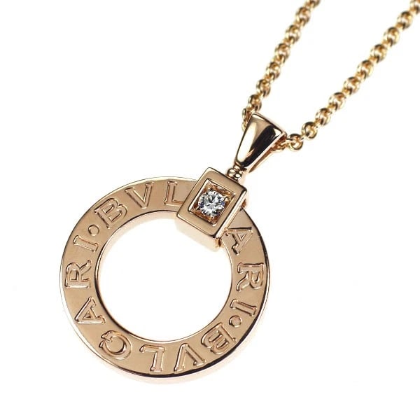 BVLGARI K18PG DIAMOND PENDANT NECKLACE: Bvlgari K18PG Diamond Pendant Necklace Brand: Bvlgari Type/Style: pendant necklace Material: K18PG, Main Stone Natural Color: PG Size: Chain Length 50 cm Accessories: None Accessories Notice: When
