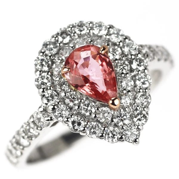 PT900/ K18PG PAPARAZIA SAPPHIRE DIAMOND RING: Pt900/ K18PG Paparazia Sapphire Diamond Ring Brand: None Type/Style: Ring Material: Pt900, Main Stone Sapphire Color: None Size: 6 US Accessories: None Accessories Notice: When purchasing pre-owned