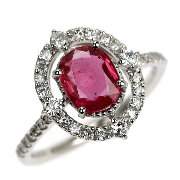 PT900 RUBY DIAMOND RING: Pt900 ruby diamond ring Brand: None Type/Style: Ring Material: Pt900, Main Stone Ruby Color: None Size: 5.5 - 5.75 US Accessories: None Accessories Notice: When purchasing pre-owned goods, please