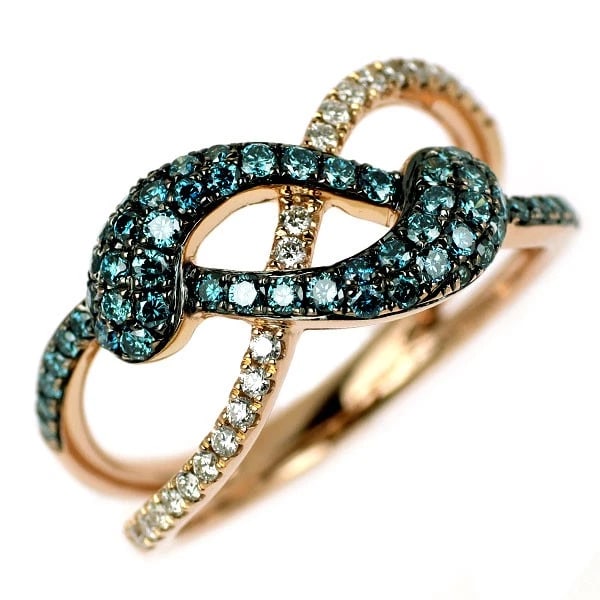 BLACK PLATED/K18PG TREAT BLUE DIAMOND RING: black plated/K18PG treat blue diamond ring Brand: None Type/Style: Ring Material: K18PG, Main Stone Natural Color: PG Size: 5.5 - 5.75 US Accessories: None Accessories Notice: When purchasing