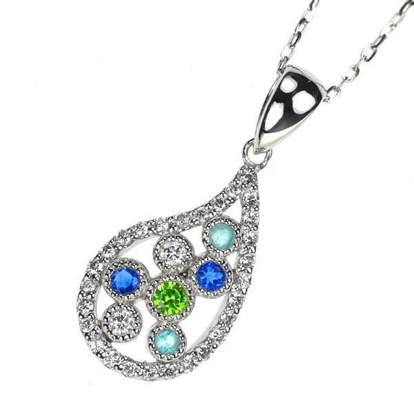 PT900/ PT850 DEMANTOID GARNET HAUYNITE PARAIBA TOURMALINE DIAMOND PENDANT: Pt900/ Pt850 Demantoid Garnet Hauynite Paraiba Tourmaline Diamond Pendant Brand: None Type/Style: pendant necklace Material: Pt900/ Pt850, Main Stone Natural Color: Pt Size: Chain Length: 45cm