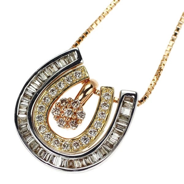 K18YG/WG/PG DIAMOND PENDANT NECKLACE: K18YG/WG/PG Diamond Pendant Necklace Brand: None Type/Style: pendant necklace Material: K18YG/WG/PG, Main Stone Natural Color: YG/WG/PG Size: Chain Length 51cm Accessories: None Accessories Notice: