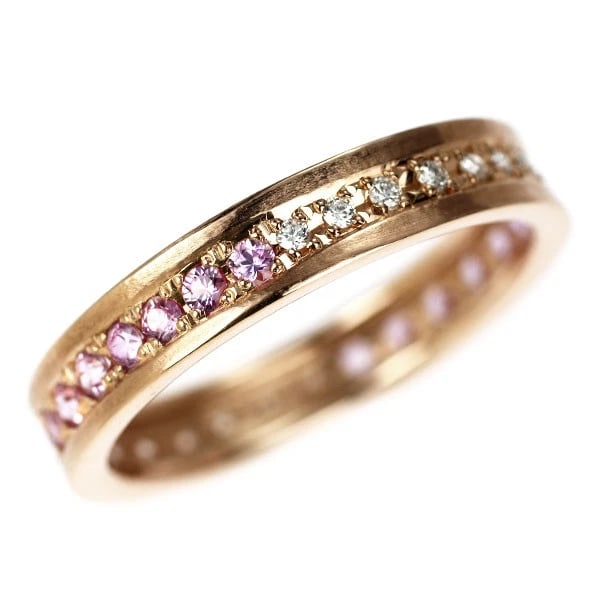 K18PG PINK SAPPHIRE DIAMOND RING: K18PG pink sapphire diamond ring Brand: None Type/Style: Ring Material: K18PG, Main Stone Sapphire Color: PG Size: 6.25 - 6.5 US Accessories: None Accessories Notice: When purchasing pre-owned goods,