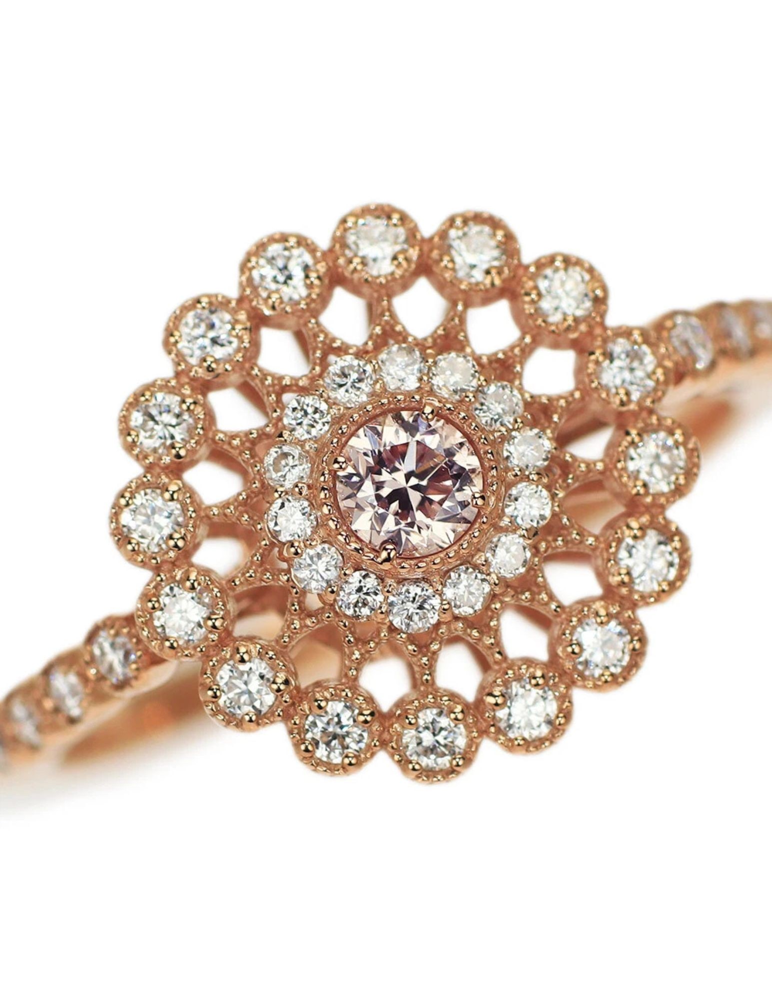 K18PG NATURAL PINK DIAMOND RING: K18PG Natural Pink Diamond Ring Brand: None Type/Style: Ring Material: K18PG, Main Stone Natural Color: PG Size: 5.25 US Accessories: None Accessories Notice: When purchasing pre-owned goo