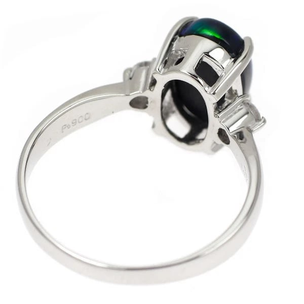 PT900 BLACK OPAL DIAMOND RING - 2