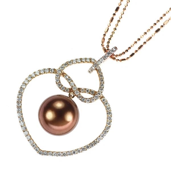 K18PG CHOCOLAT PEARL DIAMOND PENDANT NECKLACE: K18PG Chocolat Pearl Diamond Pendant Necklace Brand: None Type/Style: pendant necklace Material: K18PG, Main Stone Natural Color: PG Size: Chain Length 50.5cm Accessories: None Accessories Notice: