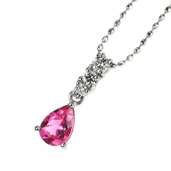 PT900/ PT850 PINK TOURMALINE DIAMOND PENDANT NECKLACE: Pt900/ Pt850 Pink Tourmaline Diamond Pendant Necklace Brand: None Type/Style: pendant necklace Material: Pt900, Main Stone Tourmaline Color: Pt Size: Chain Length: 45cm Accessories: None Accessories