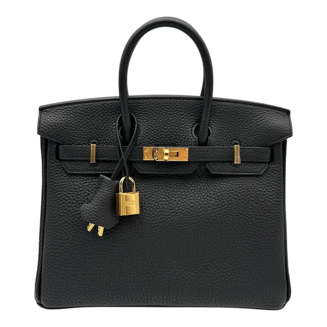 HERMES BIRKIN 25 HANDBAG: HERMES Birkin 25 Handbag Brand: HERMES Type/Style: Handbag Material: Togo Color: Black Gold Hardware Size: W9.8 x H7.9x D5.1inch Accessories: None Accessories Notice: When purchasing pre-owned goods,