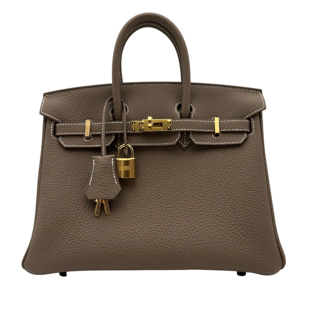 HERMES BIRKIN 25 HANDBAG: HERMES Birkin 25 Handbag Brand: HERMES Type/Style: Handbag Material: Togo Color: Gold Hardware Size: W9.8 x H8.3x D4.9inch Accessories: None Accessories Notice: When purchasing pre-owned goods,