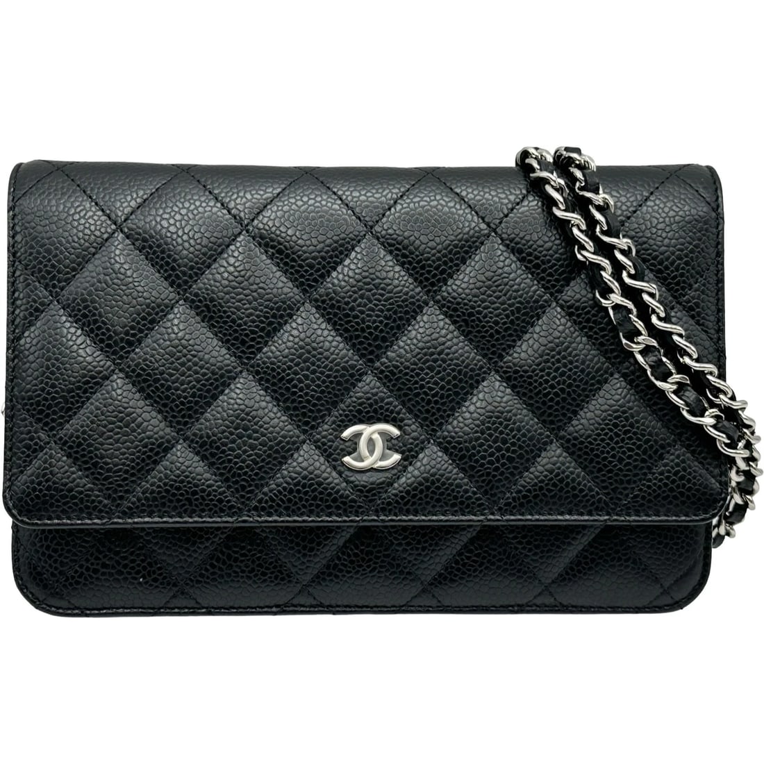 CHANEL MATRASSE CHAIN WALLET SHOULDER BAG: CHANEL Matrasse Chain wallet Shoulder Bag Brand: CHANEL Type/Style: Shoulder Bag Material: Caviar skin Color: Black SilverHardware Size: W7.5 x H4.7x D1.2inch Accessories: None Accessories Notice: