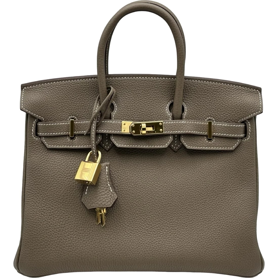 HERMES BIRKIN 25 HANDBAG: HERMES Birkin 25 Handbag Brand: HERMES Type/Style: Handbag Material: Togo Color: Etup Gold Hardware Size: W9.8 x H7.9x D5.1inch Accessories: None Accessories Notice: When purchasing pre-ow