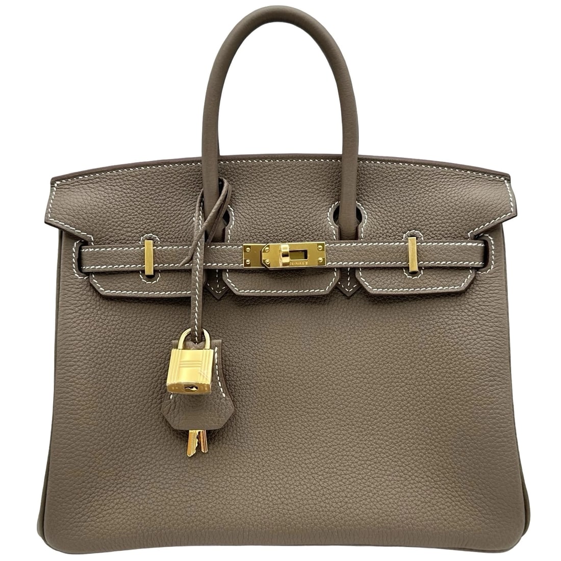 HERMES BIRKIN 25 HANDBAG: HERMES Birkin 25 Handbag Brand: HERMES Type/Style: Handbag Material: Togo Color: Etup Gold Hardware Size: W9.8 x H7.9x D5.3inch Accessories: None Accessories Notice: When purchasing pre-owned goods,