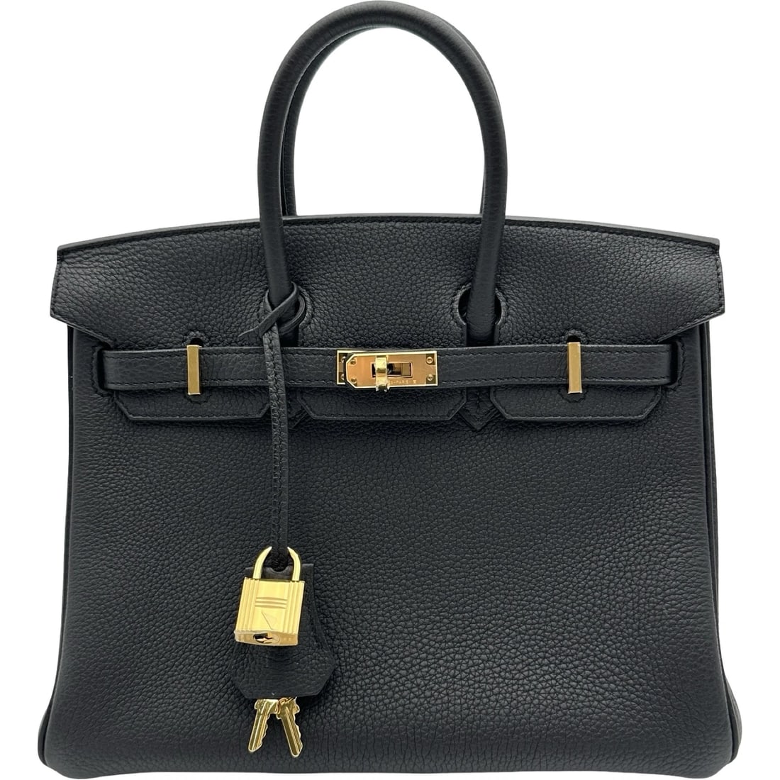 HERMES BIRKIN 25 HANDBAG: HERMES Birkin 25 Handbag Brand: HERMES Type/Style: Handbag Material: Togo Color: Black Gold Hardware Size: W9.8 x H7.9x D5.1inch Accessories: None Accessories Notice: When purchasing pre-o