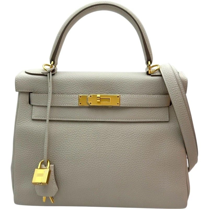 HERMES KELLY 28 INTERNAL SEWING HANDBAG: HERMES Kelly 28 internal sewing Handbag Brand: HERMES Type/Style: Handbag Material: Togo Color: Kure Gold Hardware Size: W11.0 x H8.7x D4.3inch Accessories: None Accessories Notice: When p