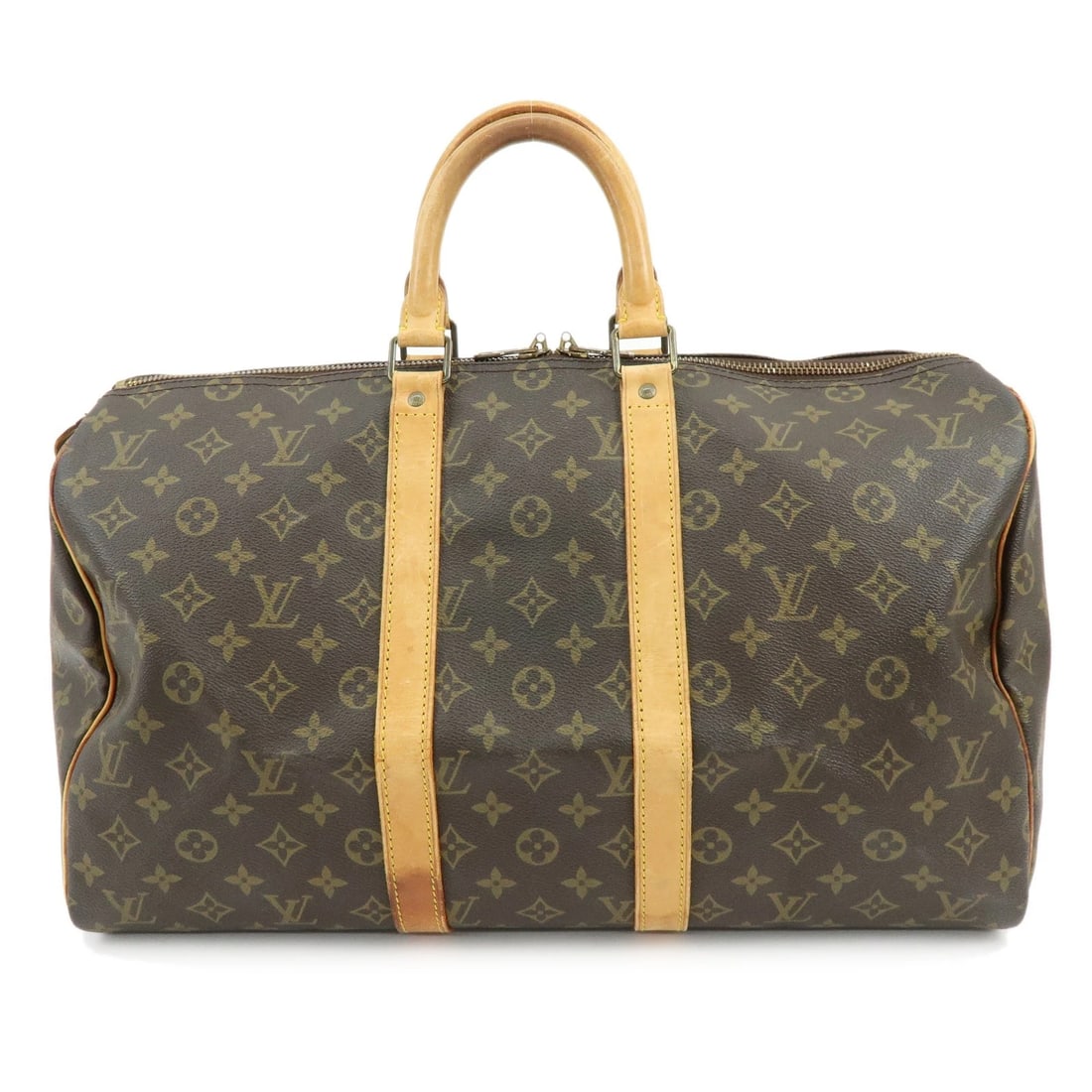 LOUIS VUITTON MONOGRAM KEEP ALL BANDOULIERE 45 BOSTON BAG: Louis Vuitton Monogram Keep All Bandouliere 45 Boston Bag Brand: Louis Vuitton Type/Style: Boston Bag Material: Monogram Canvas, Nume Leather Color: Monogram Size: W?45cm(17.72inch)H?25cm(9.84inch)D?2