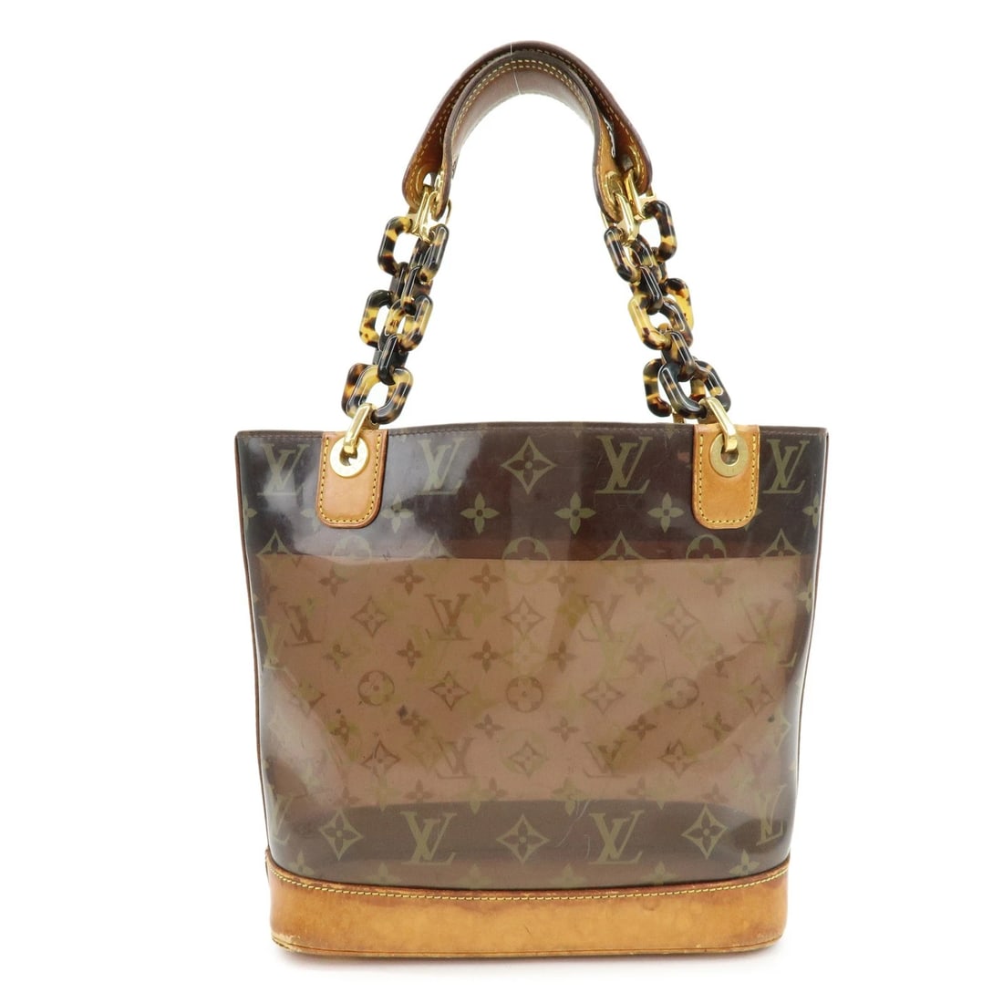 LOUIS VUITTON MONOGRAM CABAS AMBRE PM TOTE BAG: Louis Vuitton Monogram Cabas Ambre PM Tote Bag Brand: Louis Vuitton Type/Style: Tote Bag Material: Monogram Vinyl , Nume Leather Color: Clear Brown Size: W29cm(11.42inch)H22cm(8.66inch)D10cm(3.94inch)