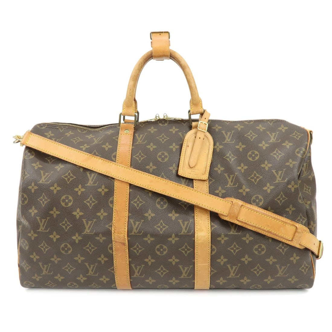 LOUIS VUITTON MONOGRAM KEEP ALL BANDOULIERE 50 BOSTON BAG: Louis Vuitton Monogram Keep All Bandouliere 50 Boston Bag Brand: Louis Vuitton Type/Style: Boston Bag Material: Monogram Canvas Color: Monogram Size: W?50cm(19.69inch)H?28cm(11.02inch)D?22cm(8.66inch)