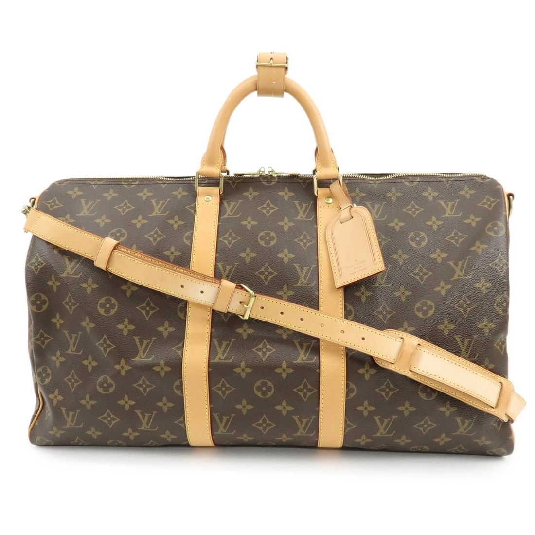 LOUIS VUITTON MONOGRAM KEEP ALL BANDOULIERE 50 BOSTON BAG: Louis Vuitton Monogram Keep All Bandouliere 50 Boston Bag Brand: Louis Vuitton Type/Style: Boston Bag Material: Monogram Canvas , Nume Leather Color: Monogram Size: W50cm(19.69inch)H28cm(11.02inch)D22