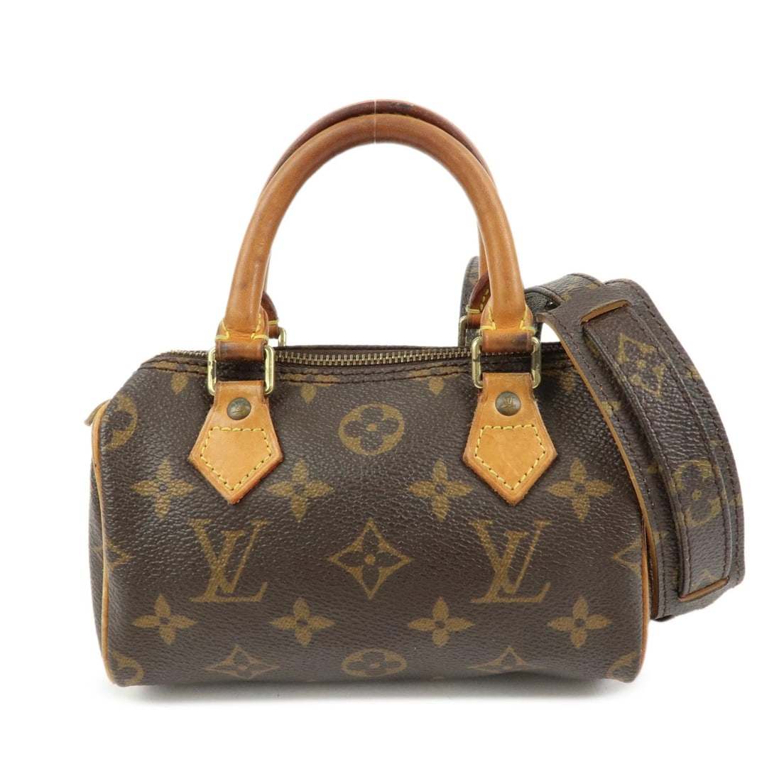 LOUIS VUITTON MONOGRAM MINI SPEEDY & STRAP 2WAY HAND BAG: Louis Vuitton Monogram Mini Speedy & Strap 2Way Hand Bag Brand: louis vuitton Type/Style: Hand Bag Material: Monogram Canvas, Nume Leather Color: Monogram Size: W?16cm(6.30inch)H?10cm(3.94inch)D?7cm(2
