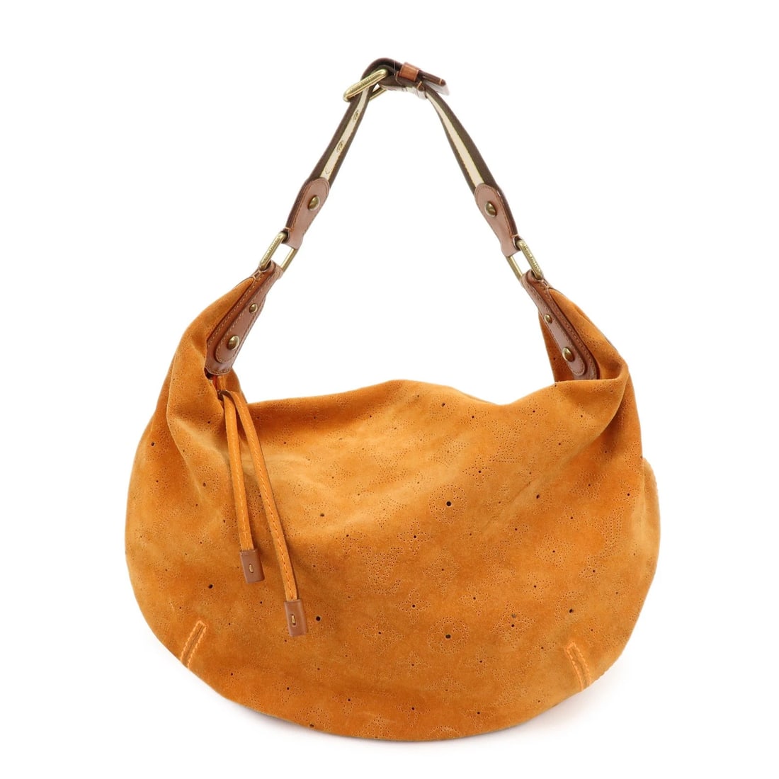 LOUIS VUITTON MONOGRAM ONATA GM SUEDE SHOULDER BAG: Louis Vuitton Monogram Onata GM Suede Shoulder Bag Brand: Louis Vuitton Type/Style: Shoulder Bag Material: Monogram Suede , Leather Color: Aragosta Size: W45cm(17.72inch)H25cm(9.84inch)D12cm(4.72inch)