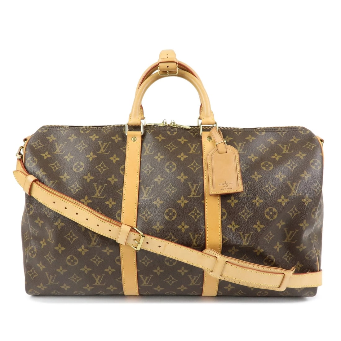 LOUIS VUITTON MONOGRAM KEEP ALL BANDOULIERE 50 BOSTON BAG: Louis Vuitton Monogram Keep All Bandouliere 50 Boston Bag Brand: Louis Vuitton Type/Style: Boston Bag Material: Monogram Canvas , Nume Leather Color: Monogram Size: W50cm(19.69inch)H28cm(11.02inch)D22