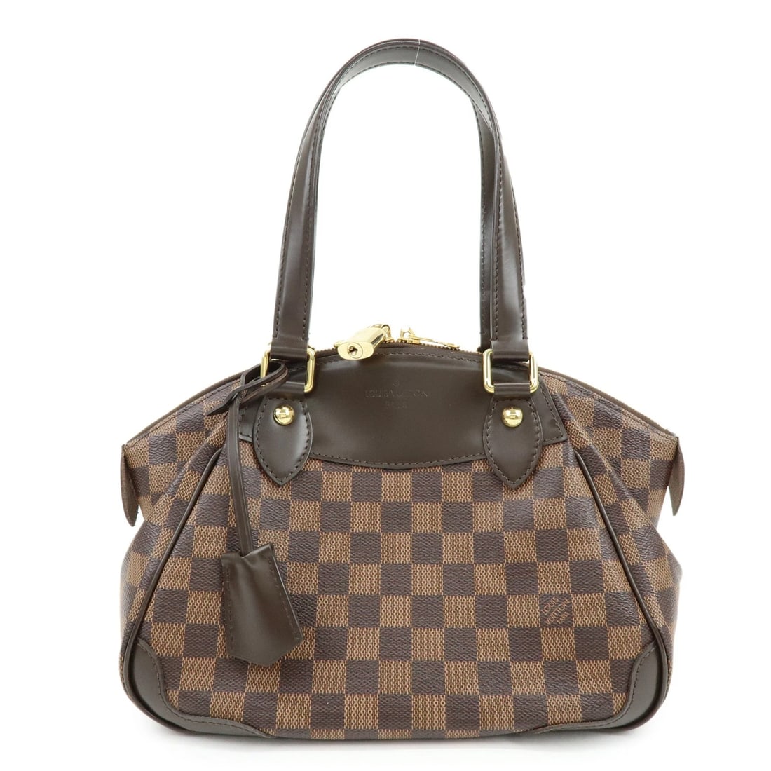 LOUIS VUITTON DAMIER EBENE VERONA PM HAND BAG: Louis Vuitton Damier Ebene Verona PM Hand Bag Brand: Louis Vuitton Type/Style: Hand Bag Material: Damier Canvas , Leather Color: Ebene Size: )W33cm(12.99)H21cm(8.27inch)D15cm(5.91 Accessories: Non