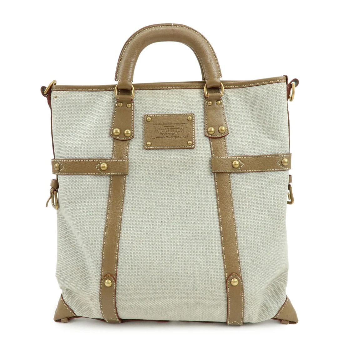LOUIS VUITTON ANTIGUA POAPLUM GM CANVAS LEATHER TOTE BAG: Louis Vuitton Antigua Poaplum GM Canvas Leather Tote Bag Brand: louis vuitton Type/Style: Tote Bag Material: Canvas , Leather Color: Beige Size: W39cm(15.35inch)H40cm(15.75inch)D3cm(1.18inch)