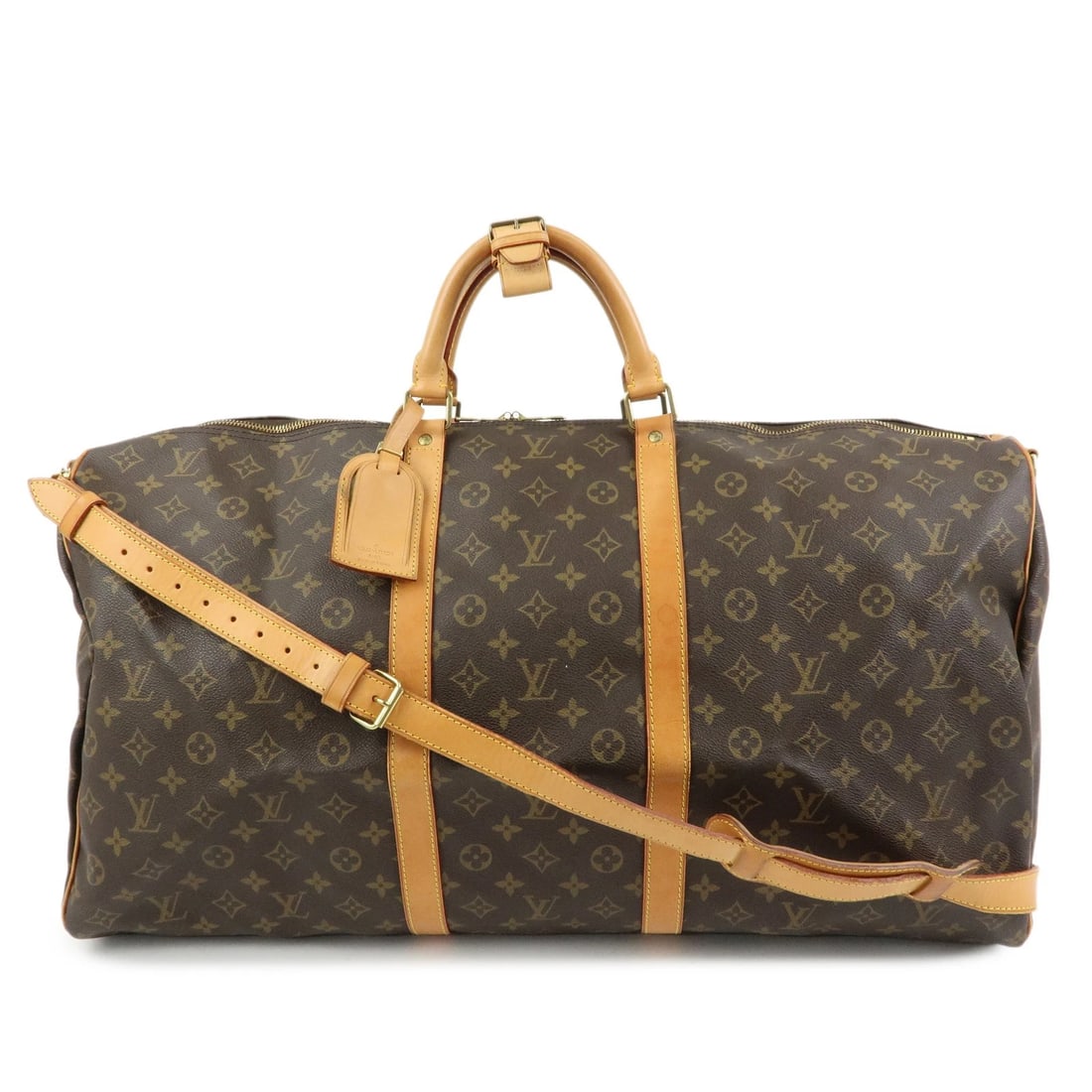 LOUIS VUITTON MONOGRAM KEEP ALL BANDOULIERE 60 BOSTON BAG: Louis Vuitton Monogram Keep All Bandouliere 60 Boston Bag Brand: Louis Vuitton Type/Style: Boston Bag Material: Monogram Canvas, Nume Leather Color: Monogram Size: W?60cm(23.62inch) H?31 cm(12.20inch)